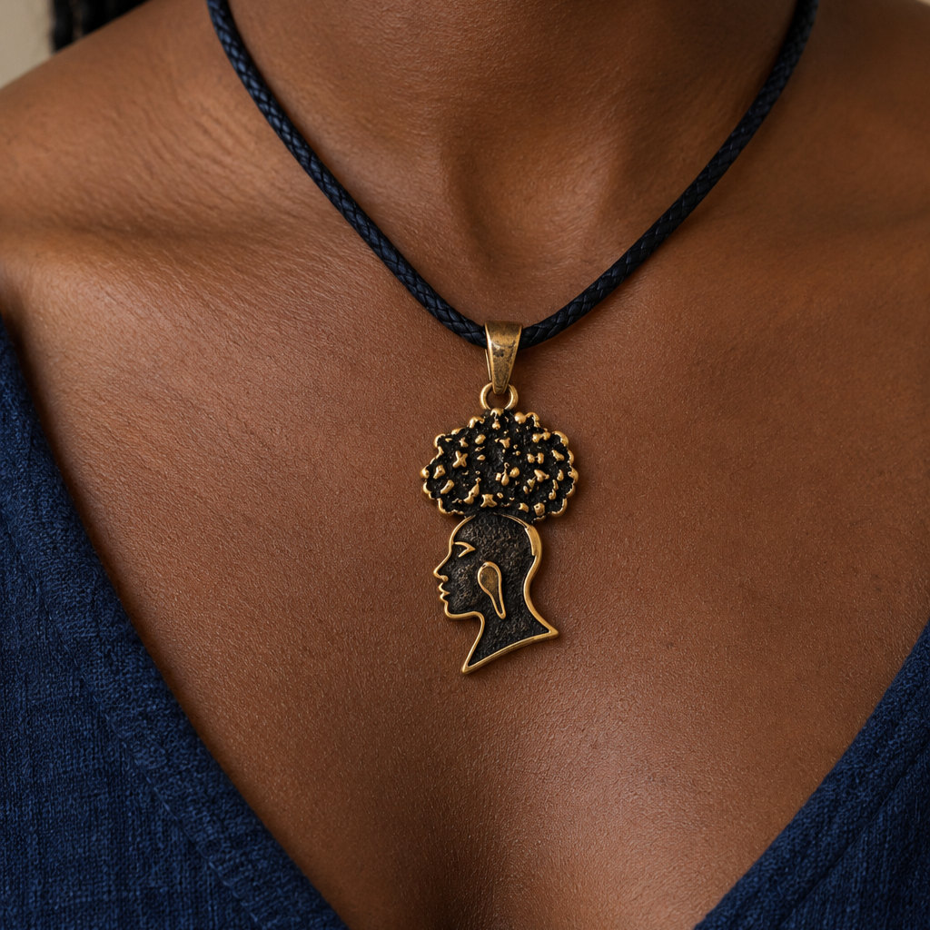 Golden Afro Profile Pendant Portrait.png